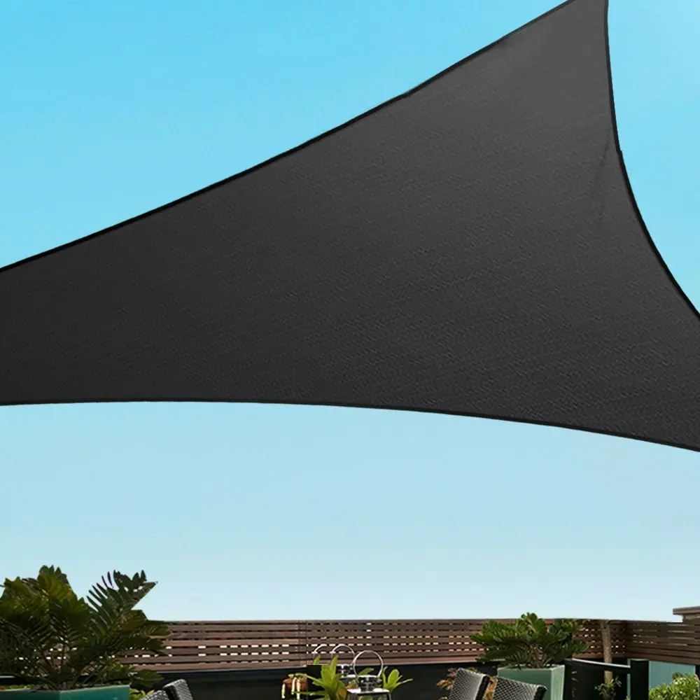 Instahut Shade Sail 5x5x5m Triangle 280GSM 98% Black  Shade Cloth