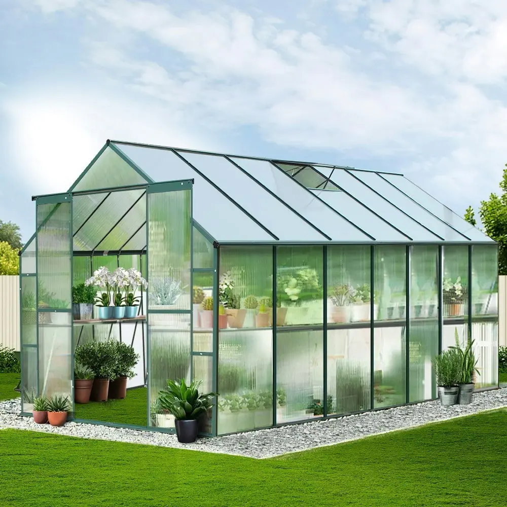 Greenfingers Greenhouse 4.43x2.44x2.15M Aluminium Polycarbonate Green House Garden Shed