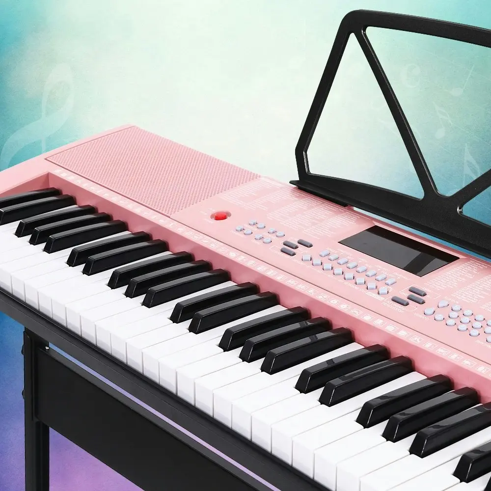 Alpha 61 Keys Electronic Piano Keyboard Digital Electric w/ Stand Lighted Pink