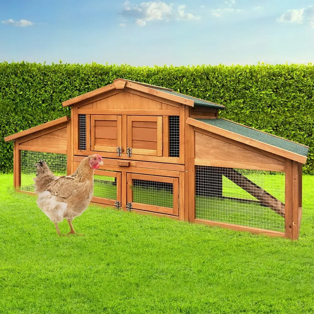 i.Pet Chicken Coop Rabbit Hutch 169cm x 52cm x 72cm Large House Outdoor Wooden Run Cage