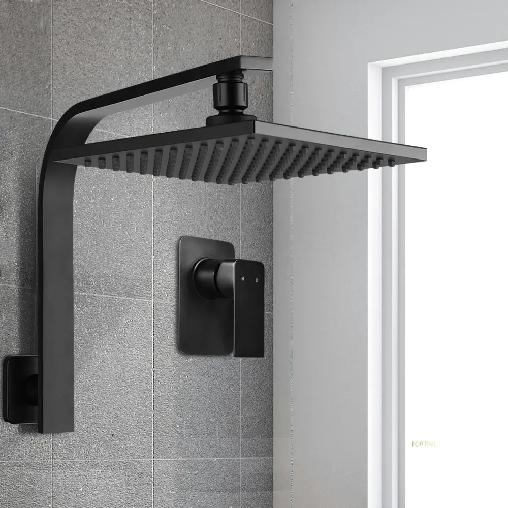 Cefito 8'' Rain Shower Head Wall Arm Square High Pressure Mixer Tap Black