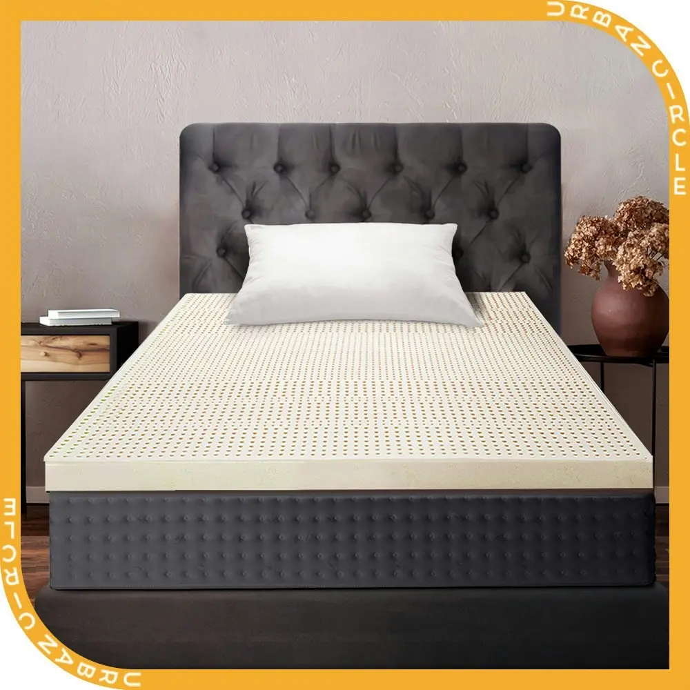 Mona Bedding Natural Latex Mattress Topper 75mm King Single 7 Zone Underlay Protector KS Bed Pad Mat