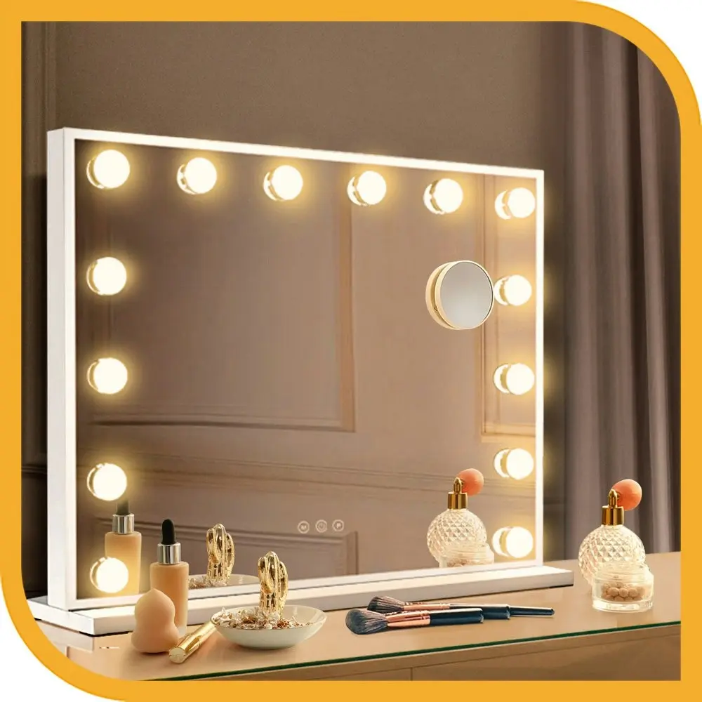 Simplus Vanity Makeup Mirror With Lights Hollywood LED Mirrors Stand Wall Mounted 14 Blubs White