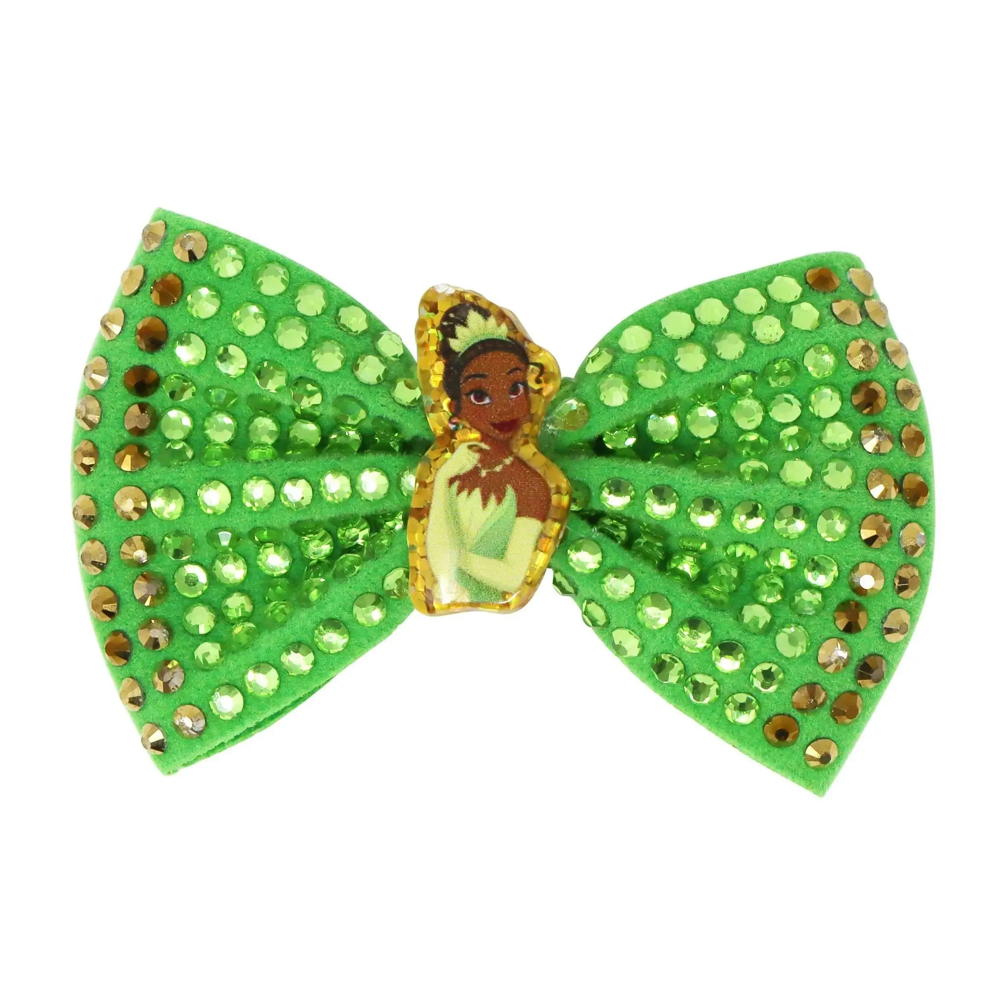 Disney Princess Tiana's Green Sparkling Rhinestone Hair Bow