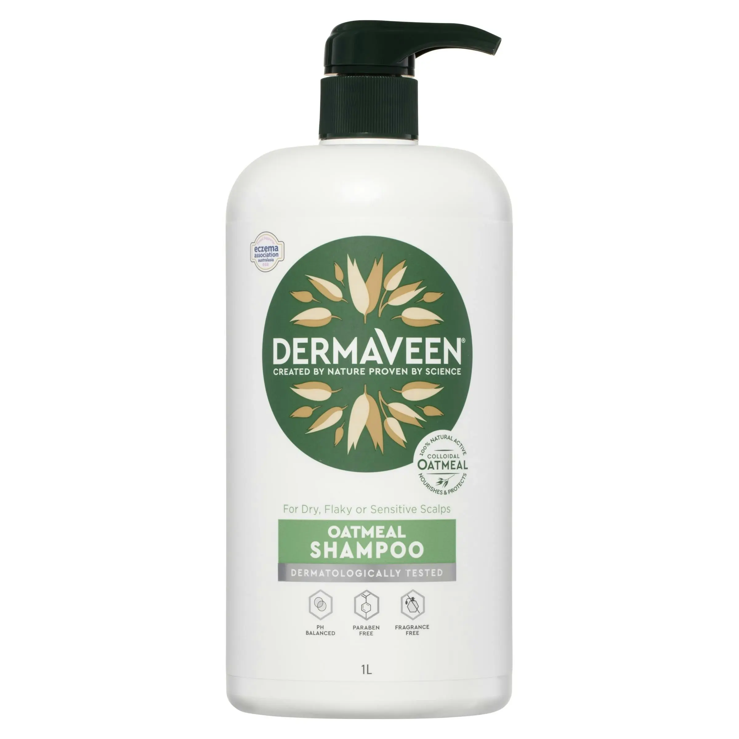 DermaVeen Oatmeal Shampoo for Dry, Flaky or Sensitive Scalps 1L