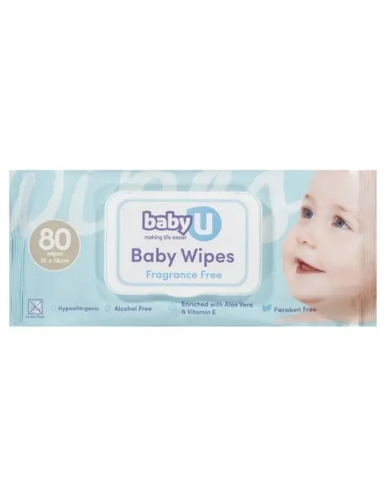 Baby U Baby Wipes Fragrance Free 80 Pack