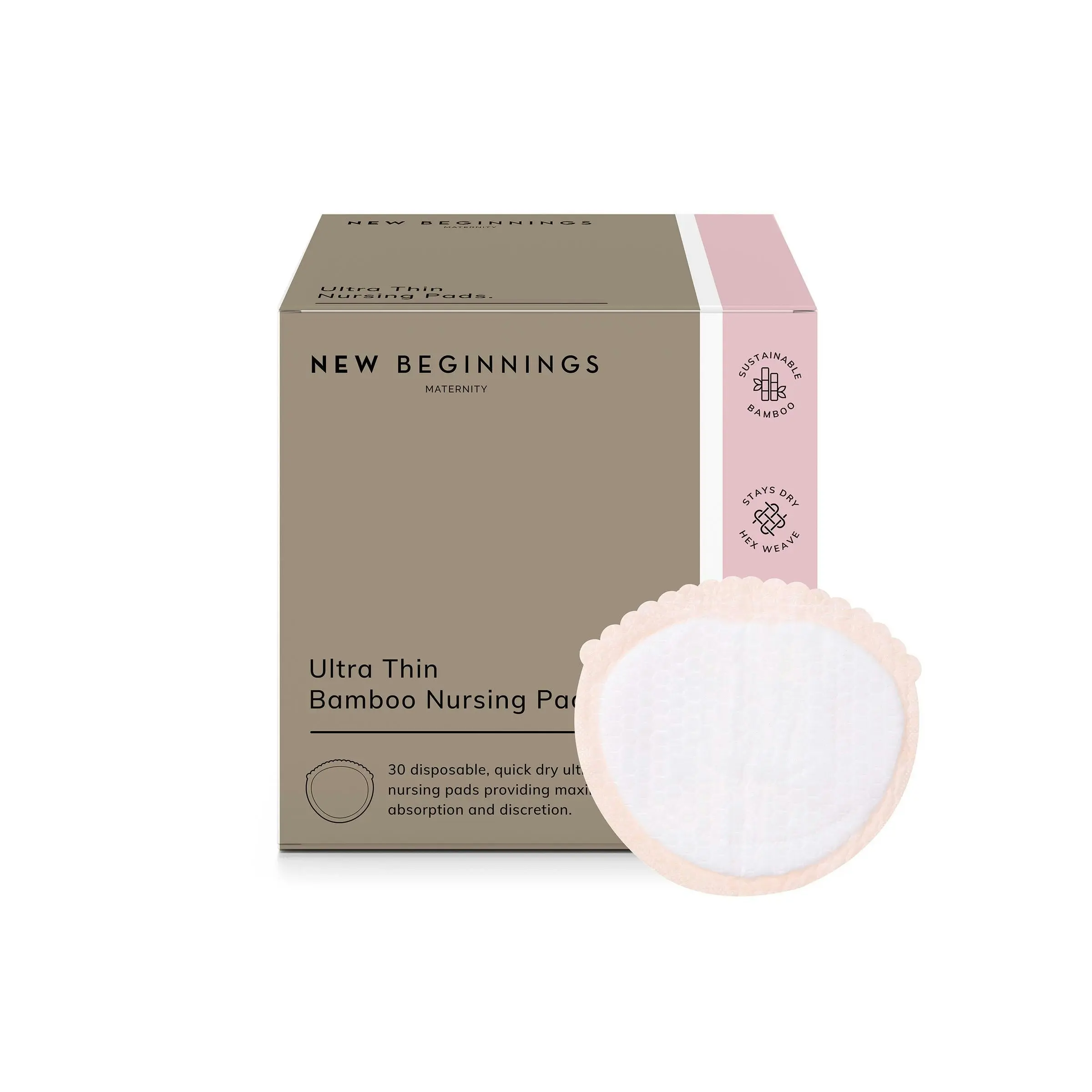 New Beginnings Ultra Thin Bamboo Nursing Pads 30 Pack