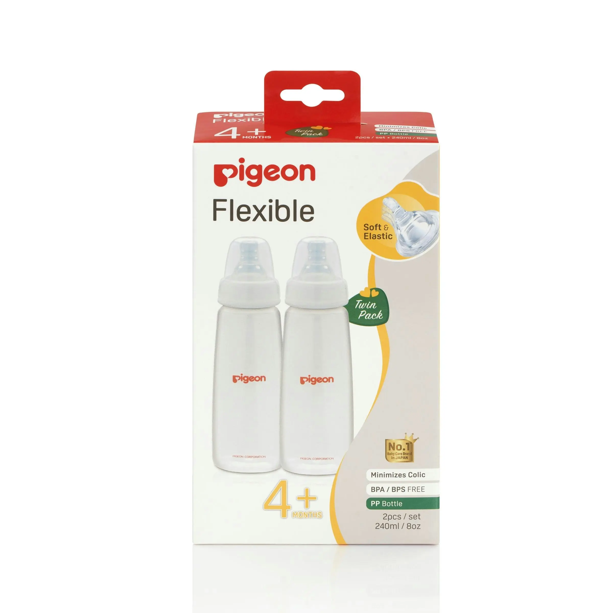 PIGEON Slim Neck Bottle PP Twin Pack 240mL