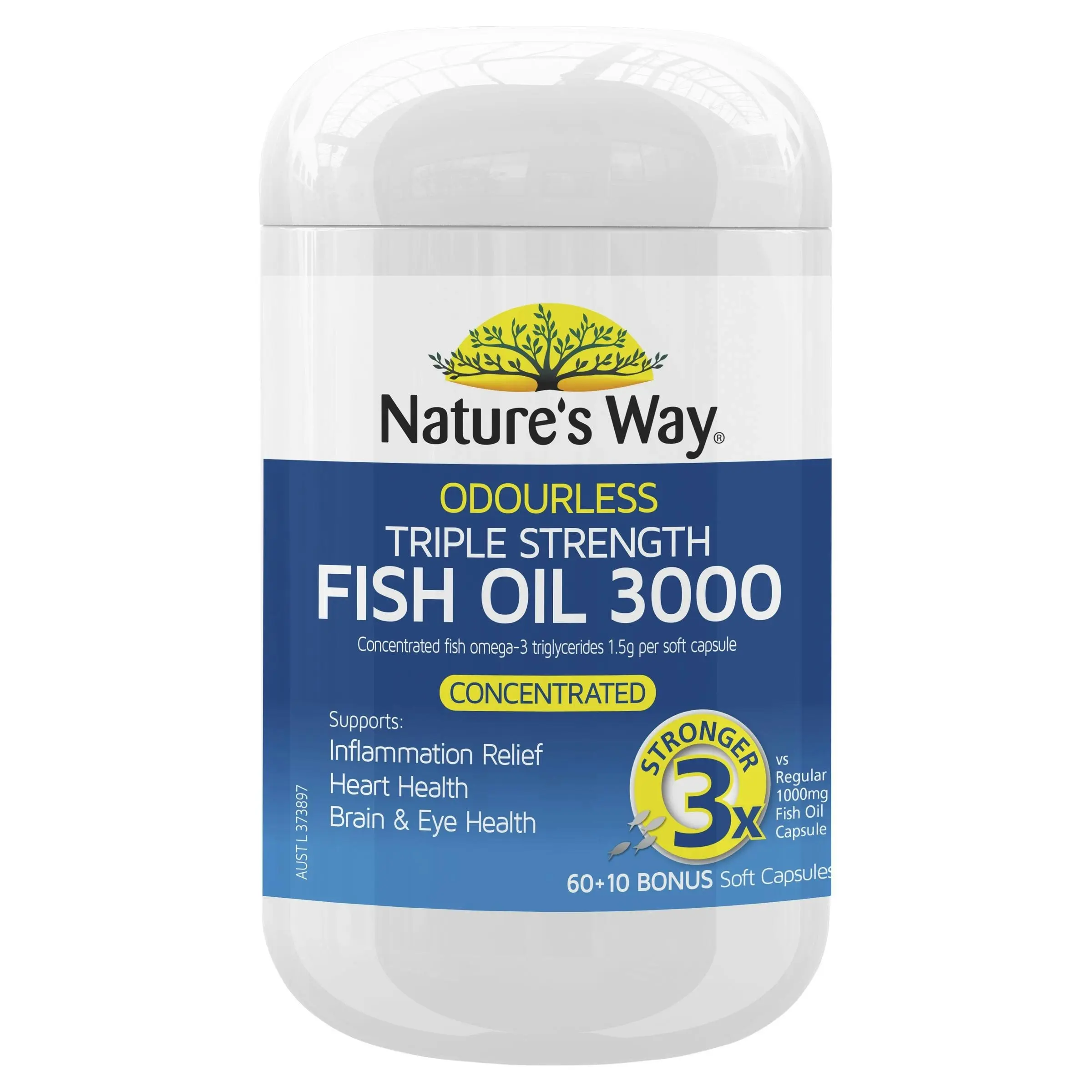 Nature's Way Odourless Triple Strength Fish Oil 3000 60 + Bonus 10 Capsules