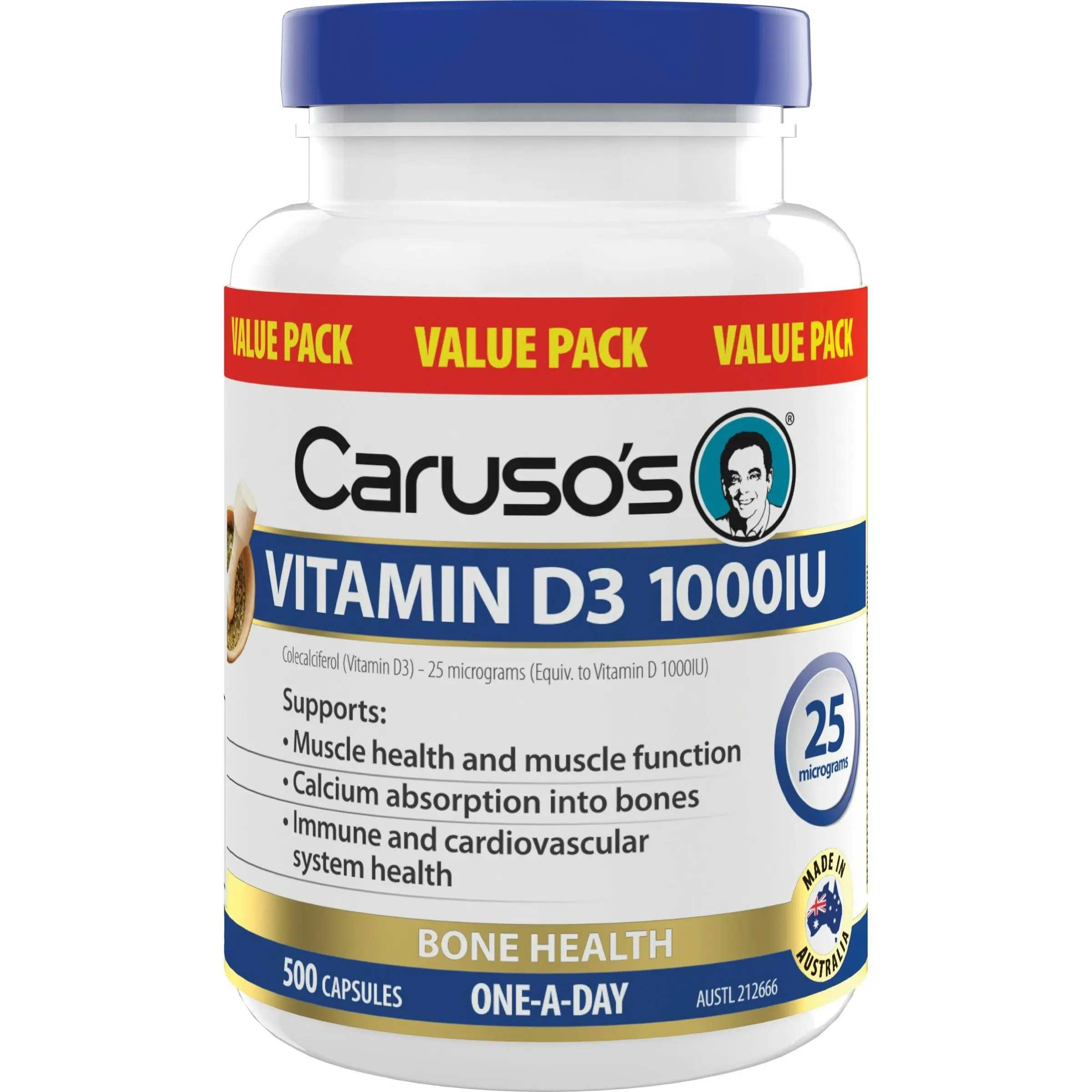 Caruso's Natural Health Vitamin D3 1000Iu 500 Capsules