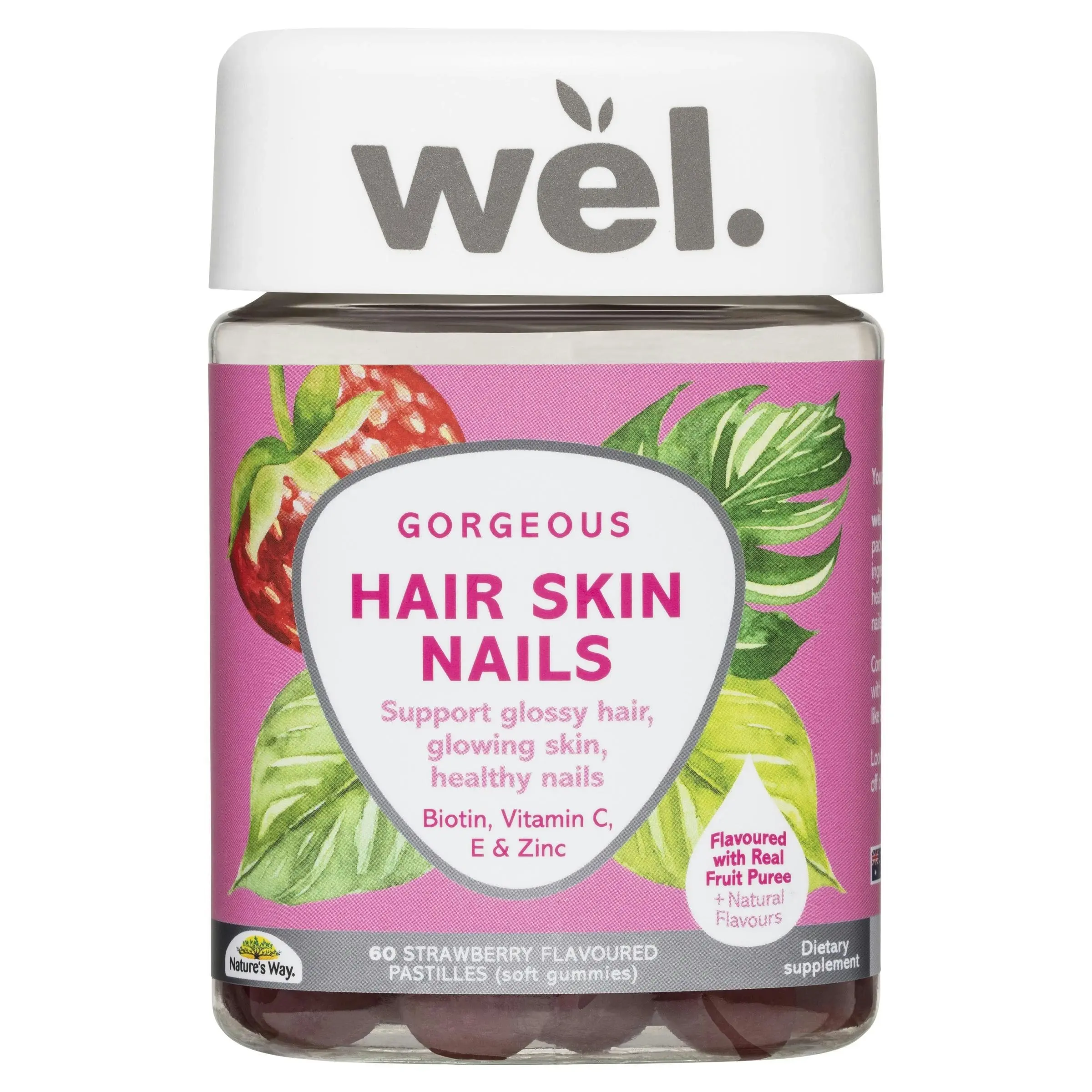 Wel Hair Skin Nails Gummies 60 Pack