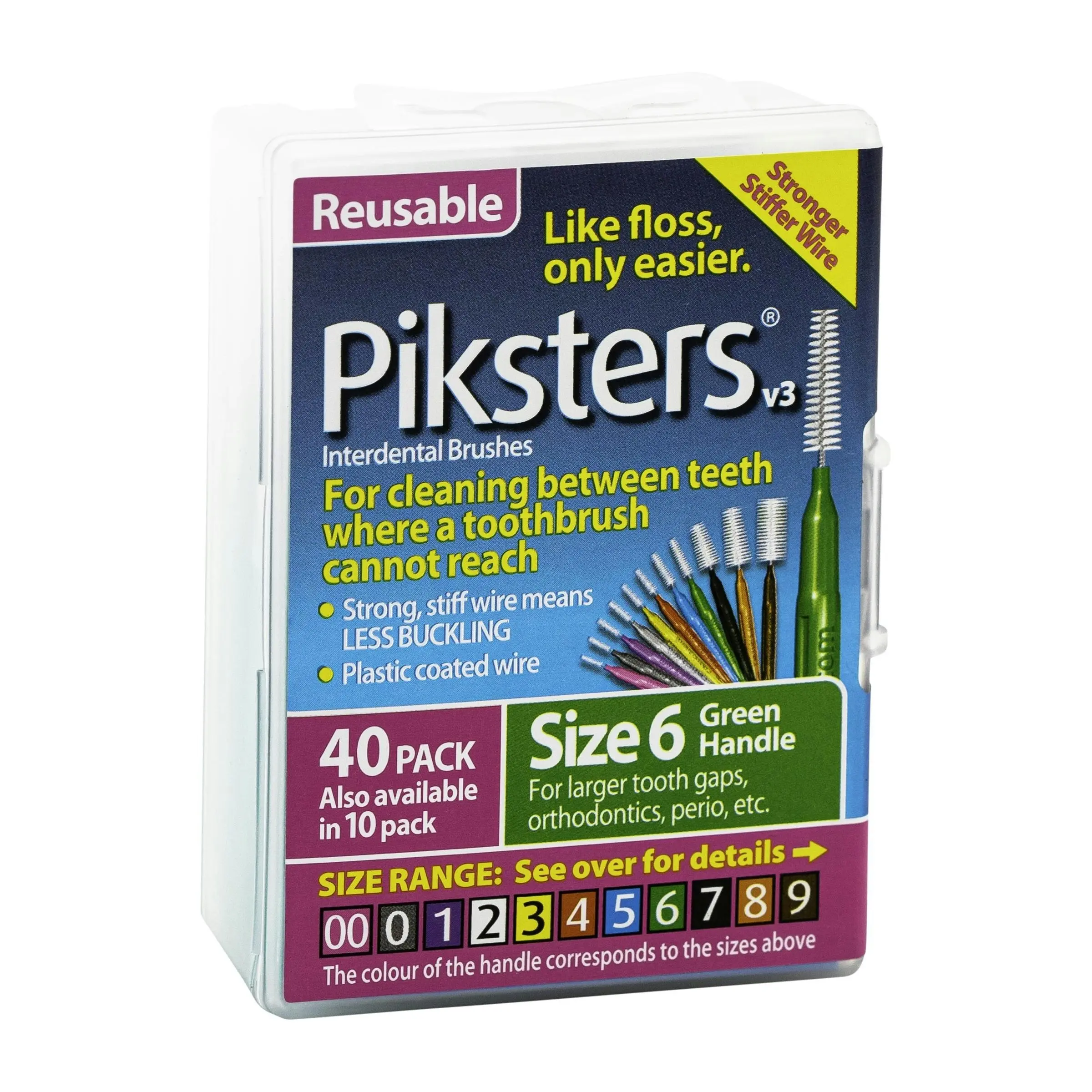 Piksters Interdental Brush Size 6 Green 40 Pack