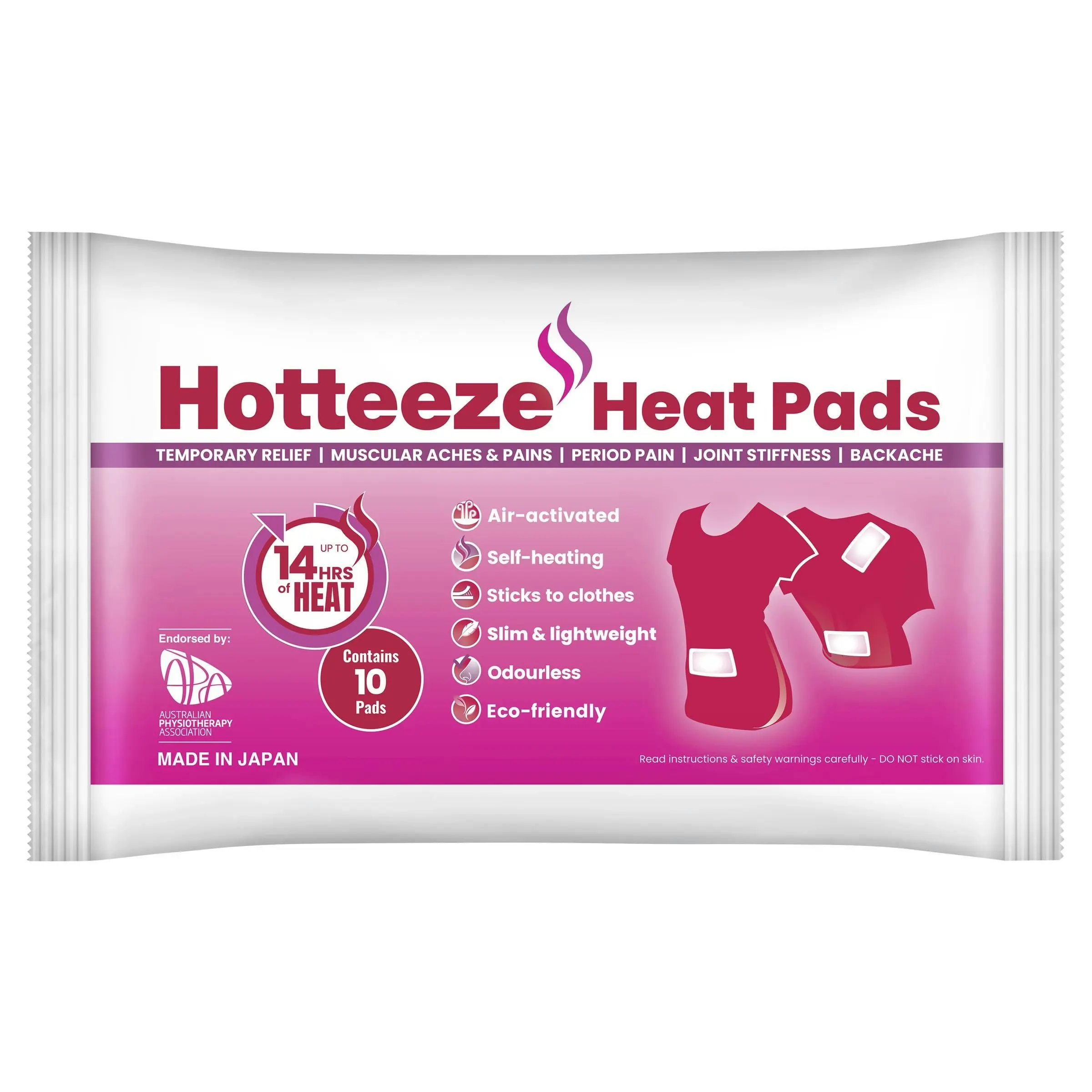 Hotteeze Heat Pads Pain Relief Patches 10 Pack