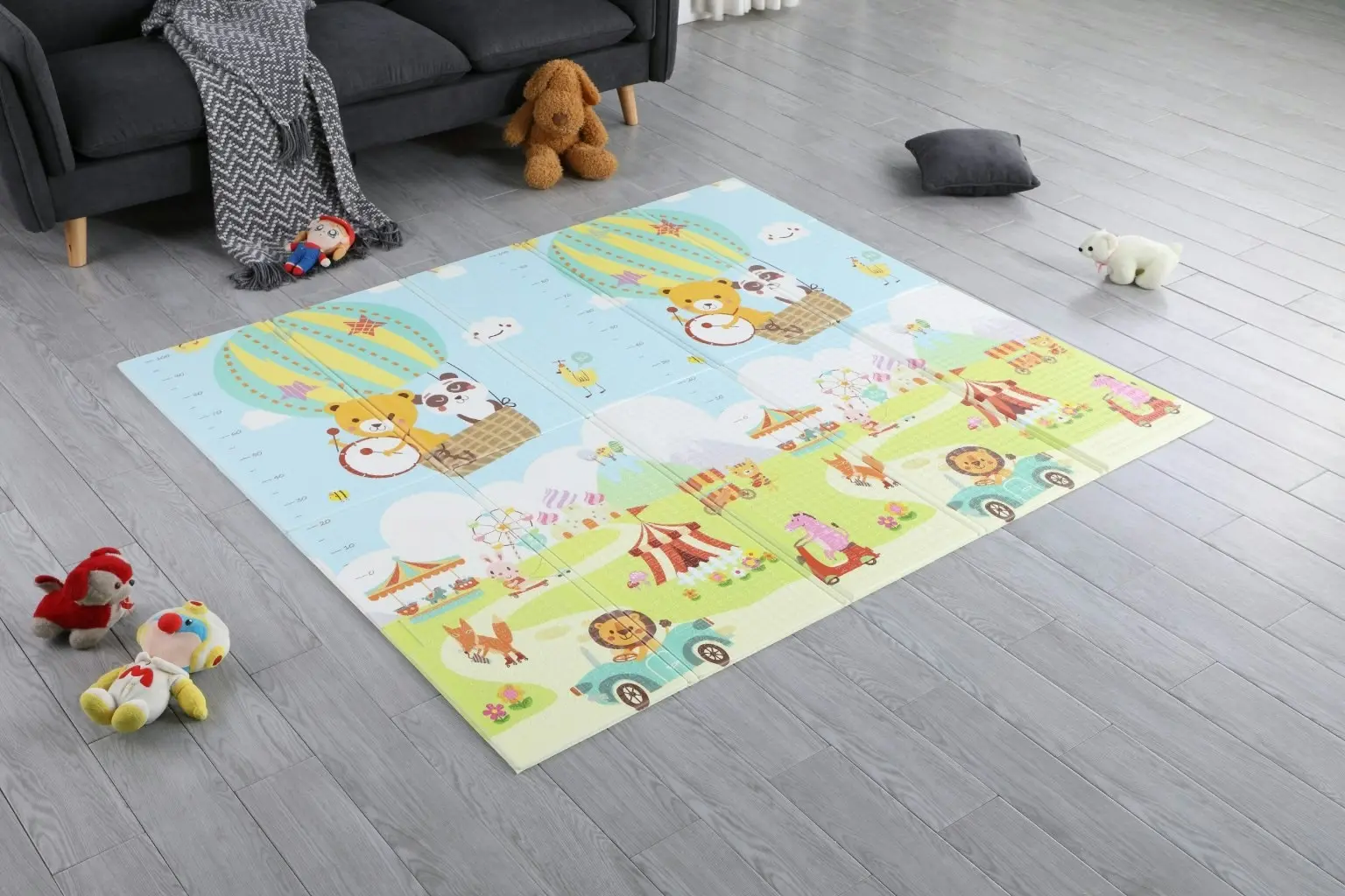 Joy Baby Smartplay Reversible Lightweight Foldable Play Mat - Animal Circus