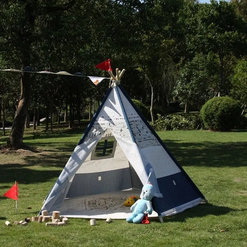 All 4 Kids James Cotton Canvas Kids Plane Pentagon Teepee Tent