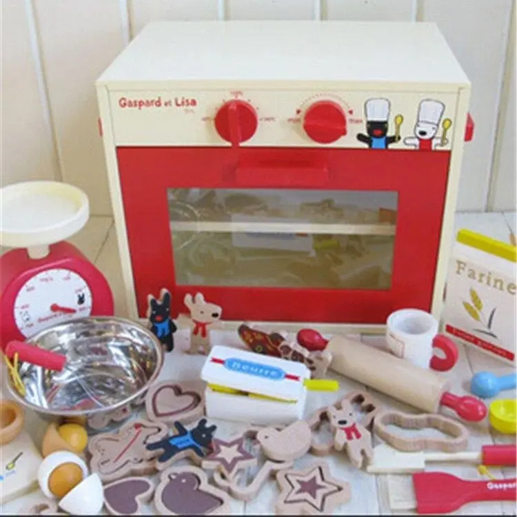 All 4 Kids Kids Wooden Pretend Play Toy Oven Bakery Toy Set with Accessories