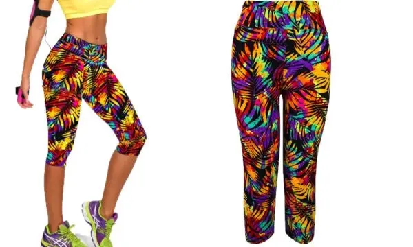 Women's Print Capri Sport Leggings - Ferns