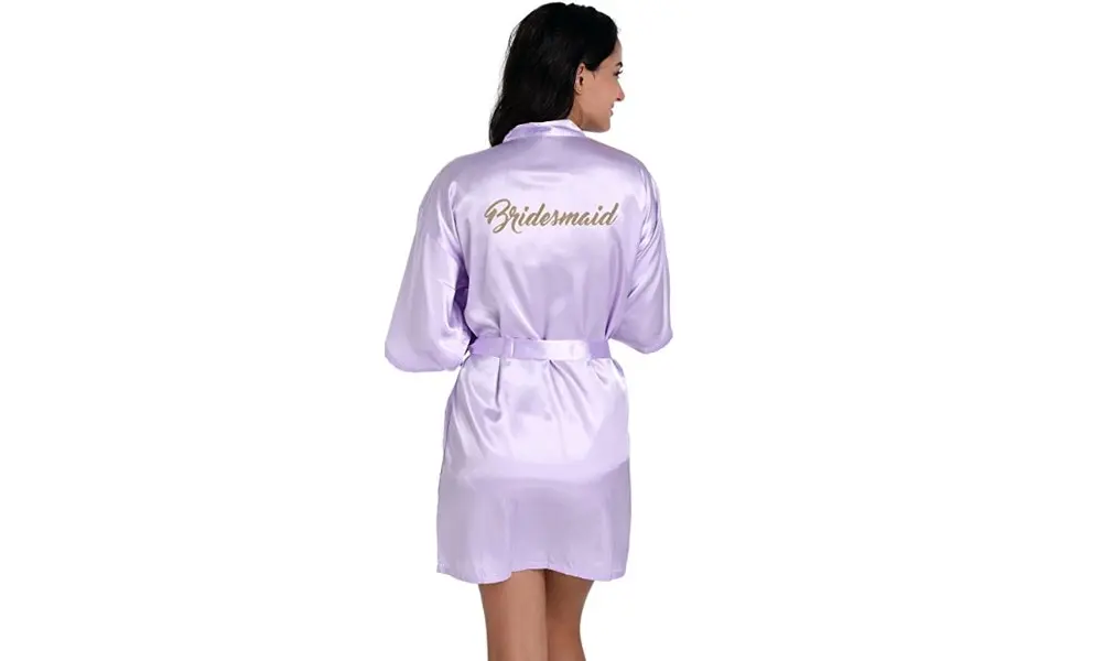 Women's Wedding Robe with Gold Glitter Print - Bridesmaidr - Lilac