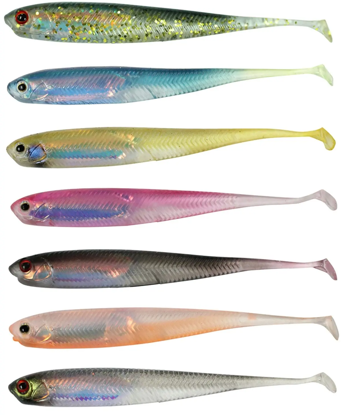 8 Pack of 90mm Zerek Live Flash Minnow Wriggly Soft Plastic Fishing Lure