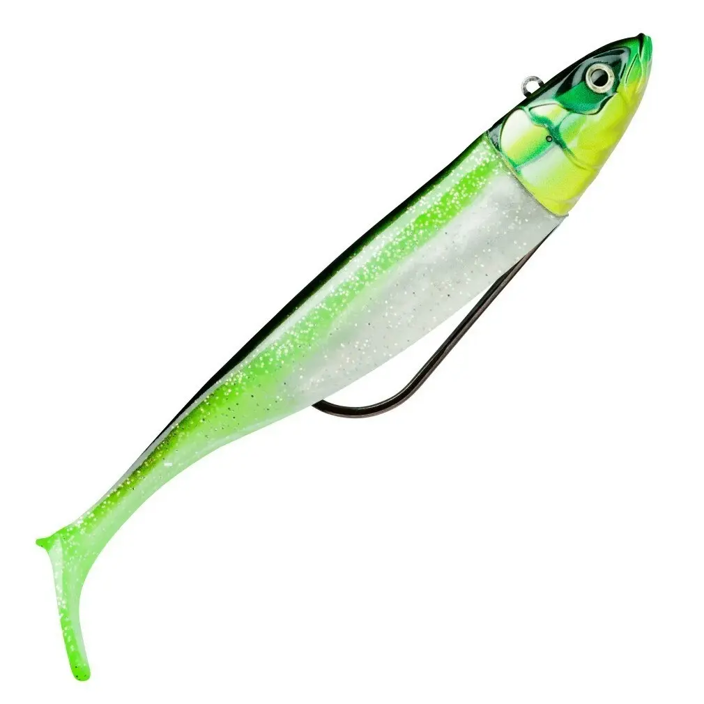 2 Pack of Rigged 9cm Storm Biscay Shad Soft Body Fishing Lures - Coastal Green