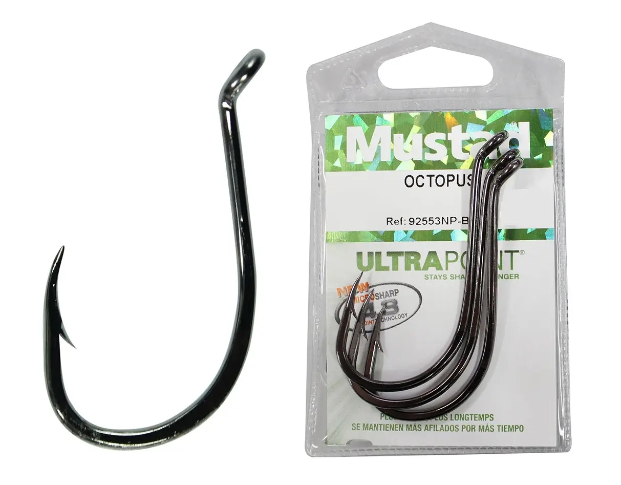 1 Packet of Mustad 92553NPBN Octopus Chemically Sharp Fishing Hooks