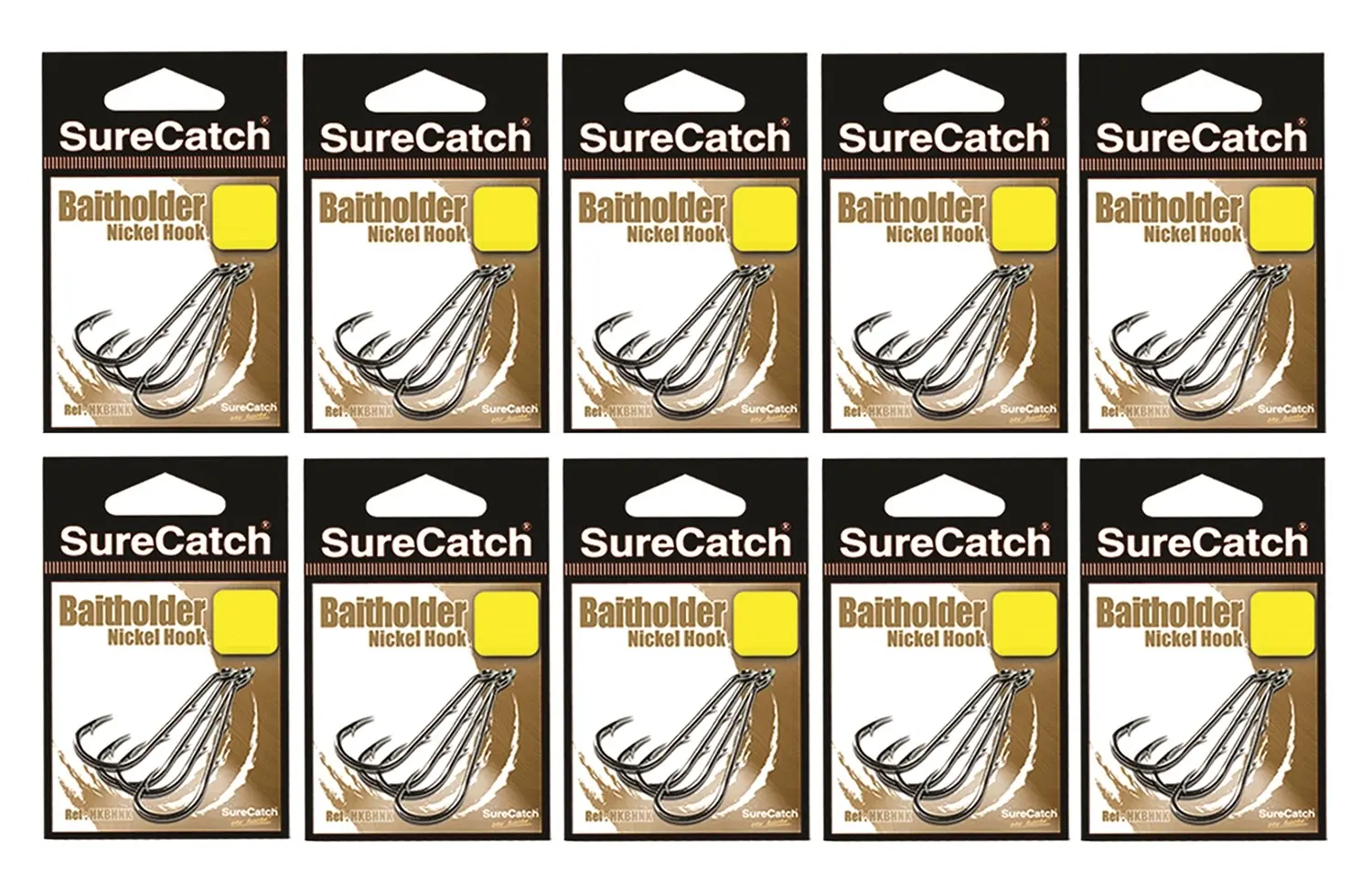 10 Packs of Surecatch Nickle Baitholder Fishing Hooks