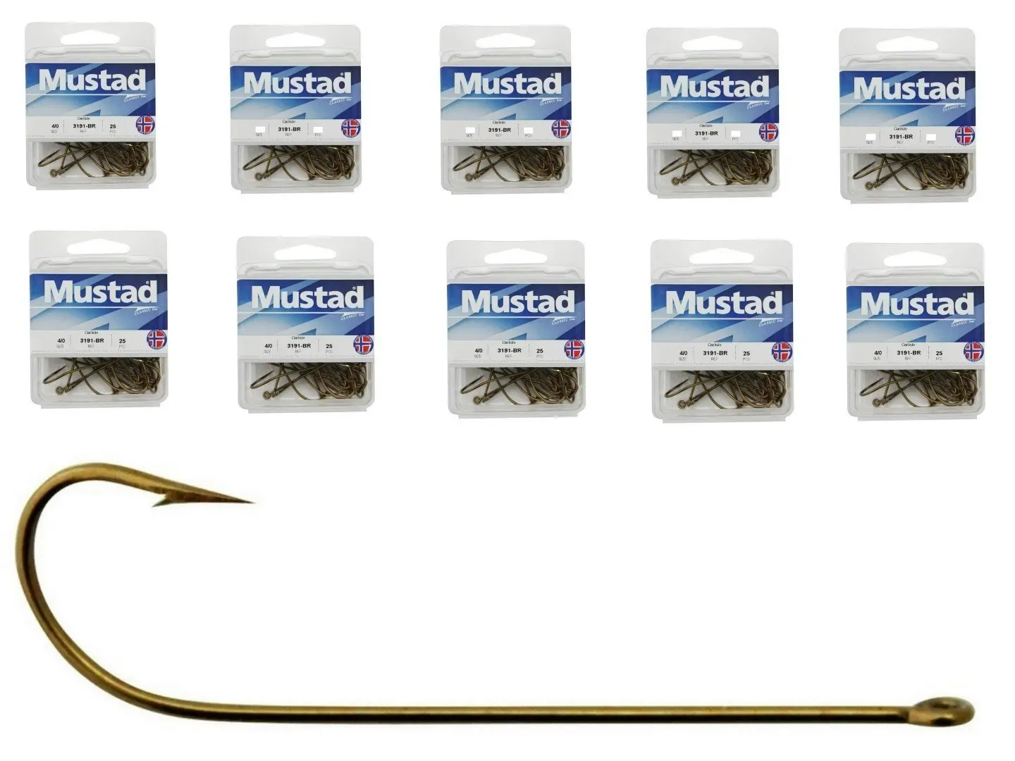 10 Boxes of Mustad 3191 Bronze Long Shank Carlisle Fishing Hooks