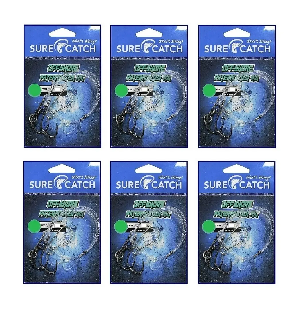 6 Pack of Surecatch 100lb Offshore Paternoster Fishing Rigs-Chemical Sharp Hooks