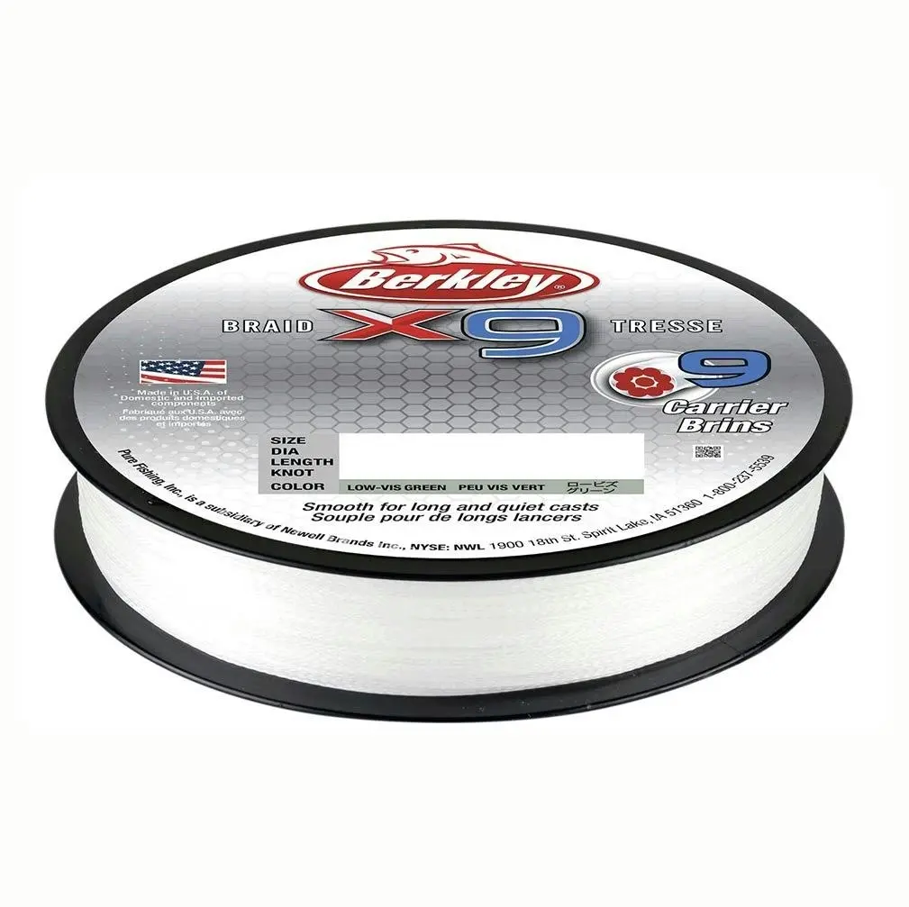 150m Spool of Berkley X9 Braided Fishing Line - Crystal White 9 Carrier Braid