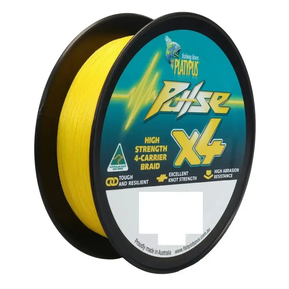 300m Spool Of Platypus Pulse X4 Braided Fishing Line -Aussie Gold Coloured Braid