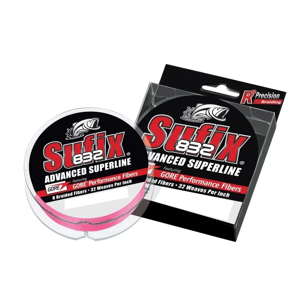 300yd Spool of Sufix 832 Superline Braided Fishing Line - Pink Braid