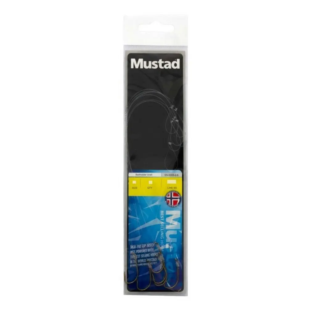 6 Pack of Mustad Hand Tied Snelled Rigs with 9555 Bronze Baitholder Hooks