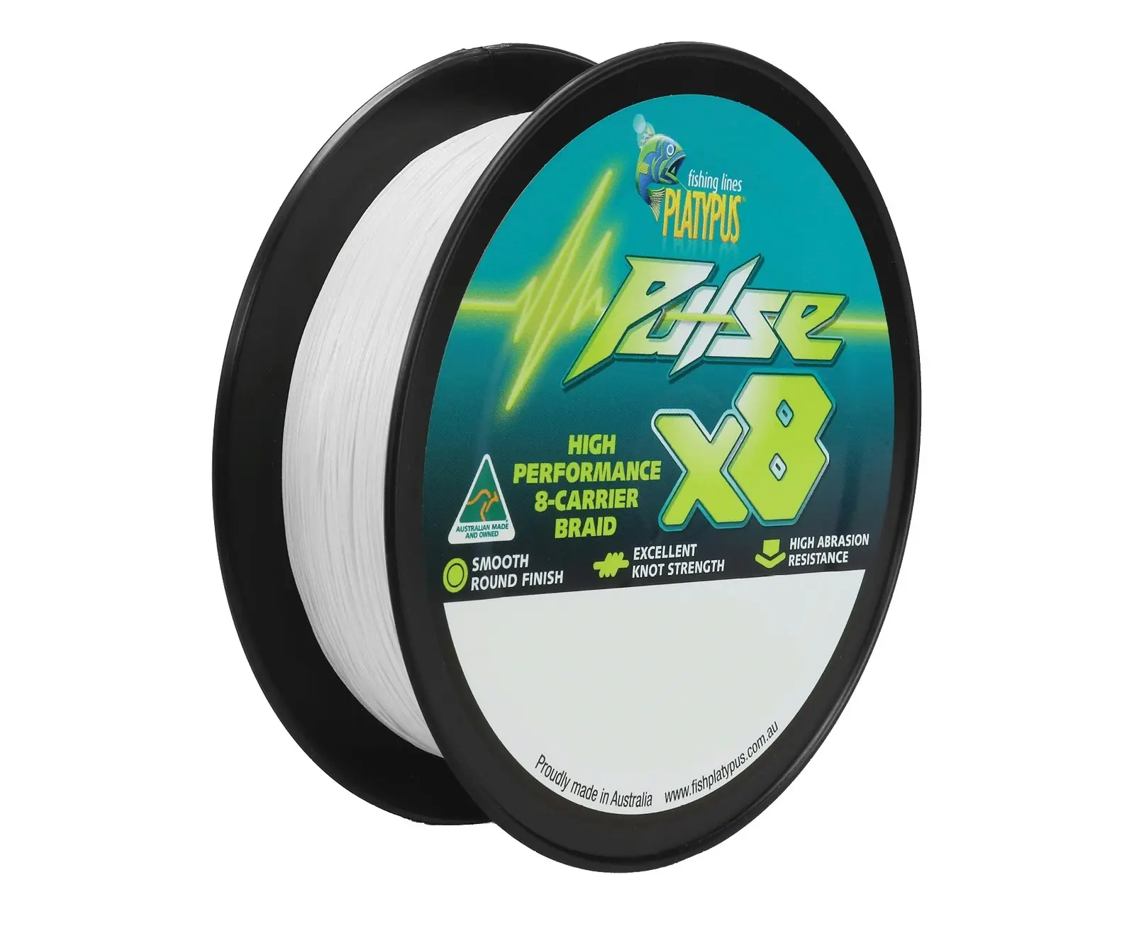 150m Spool Of White Platypus Pulse X8 Braided Fishing Line - White Braid