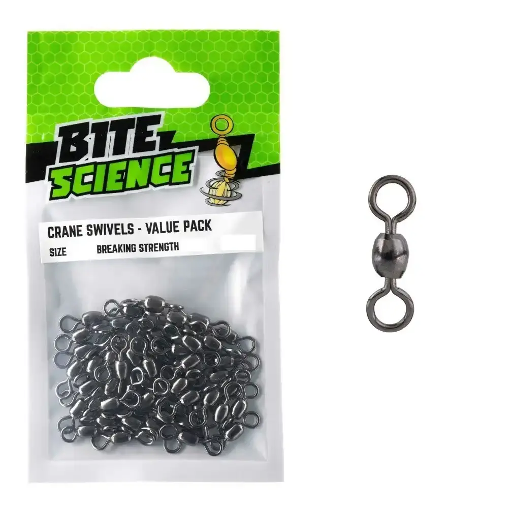 50 Pack of Bite Science Black Crane Fishing Swivels