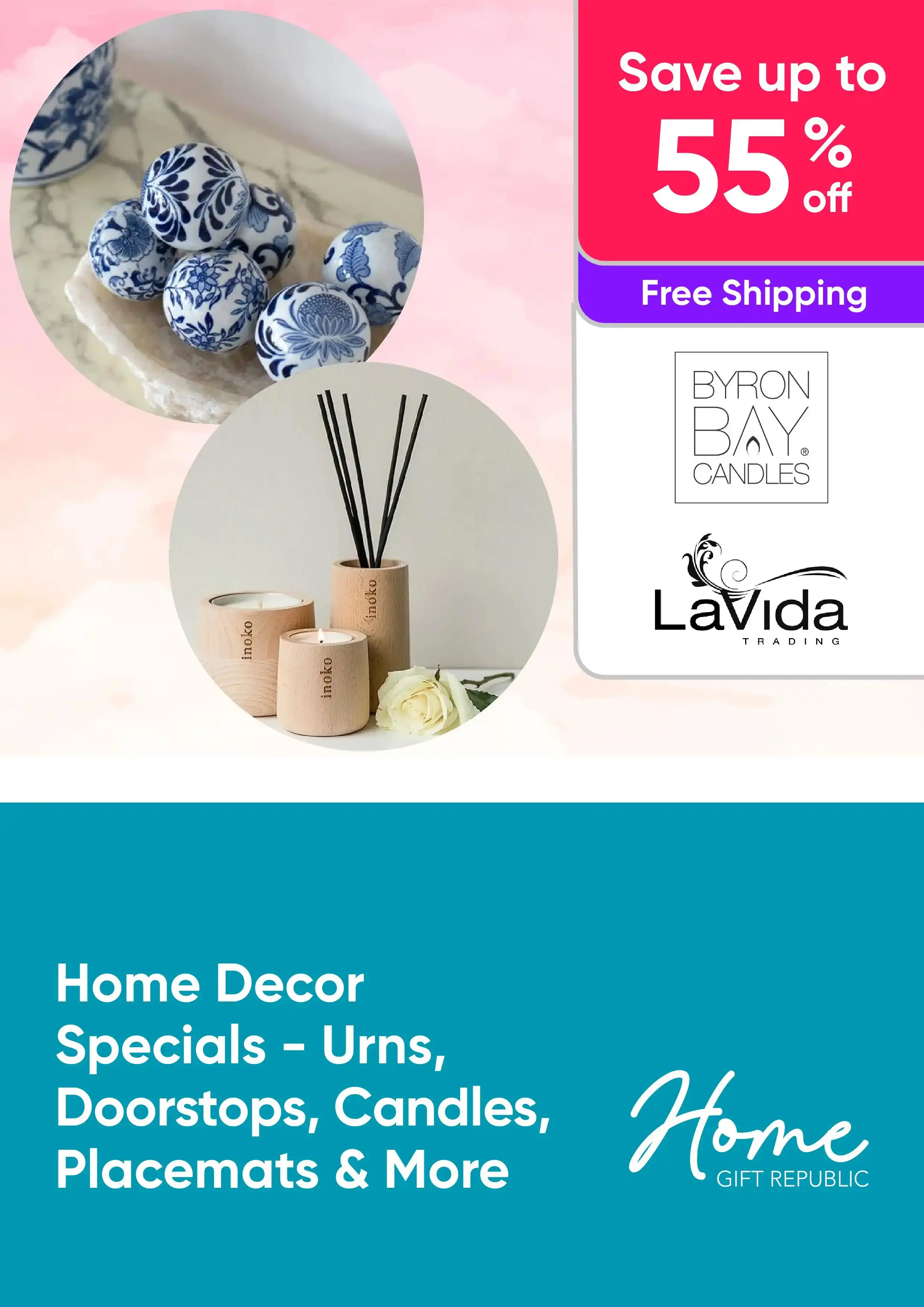 Up to 55% Off Home Decor Specials - Shop Urns, Doorstops, Candles, Placemats