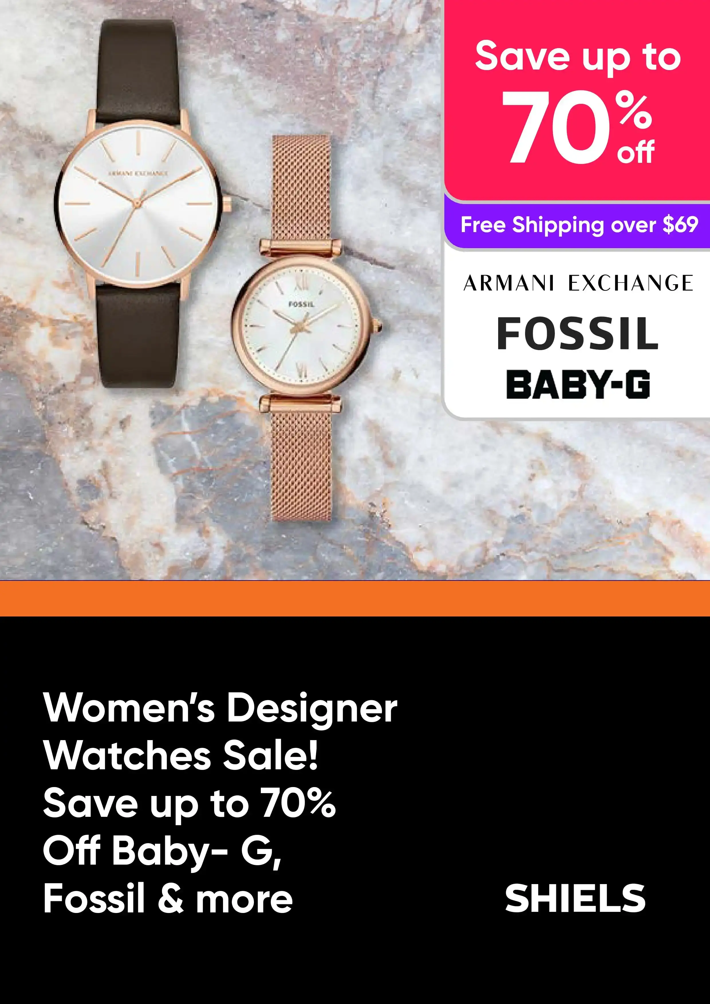 Women’s Designer Watches Sale! Save up to 70% Off Baby- G, Fossil & more