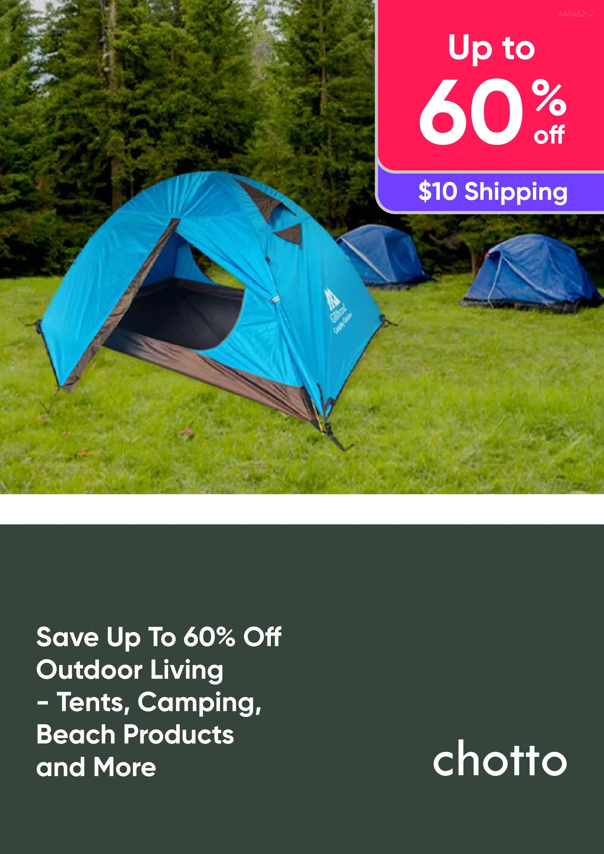 Save Up To 60% Off Outdoor Living - Tents, Camping, Beach Products and More