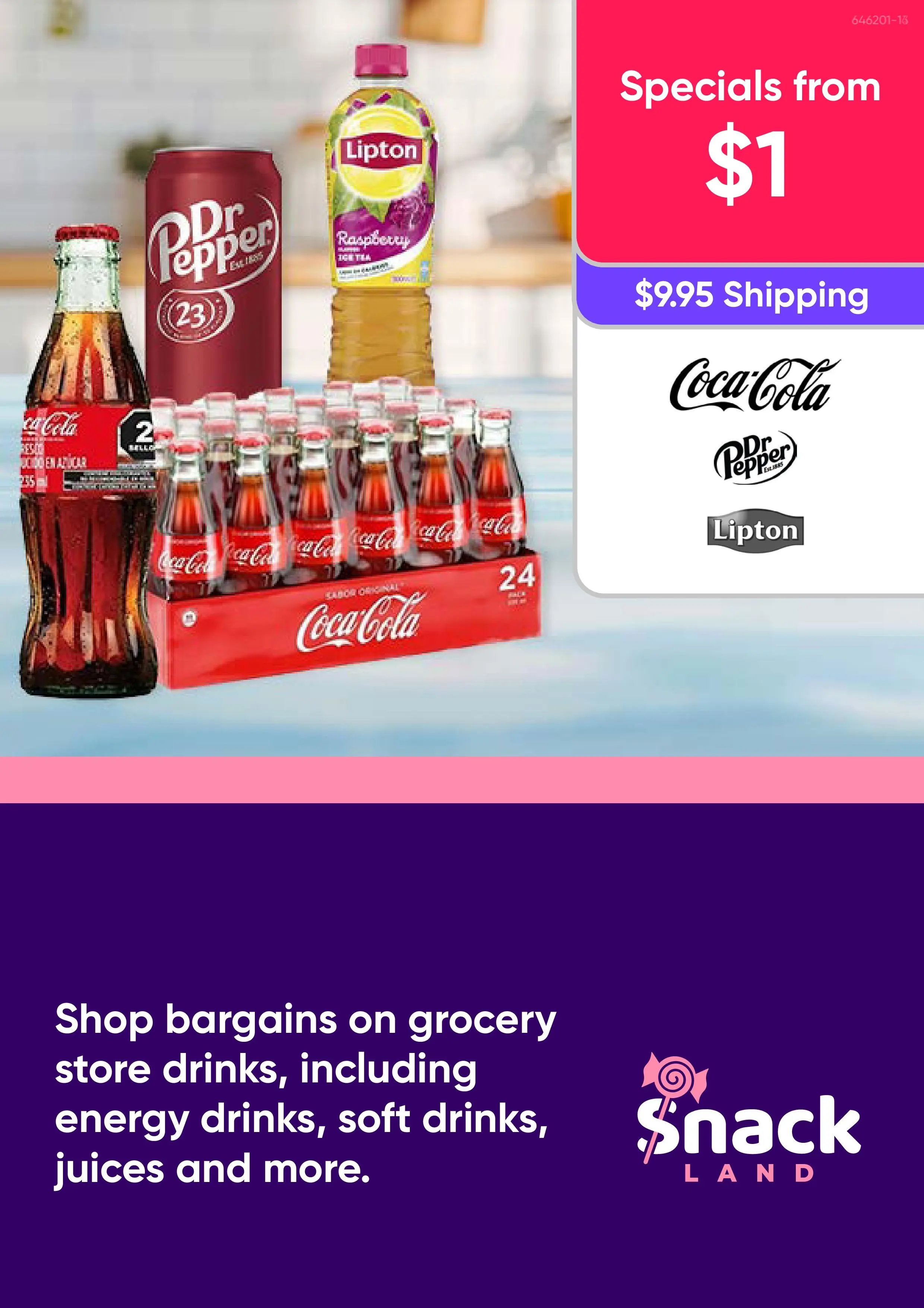 Shop bargains on grocery store drinks, including energy drinks, soft drinks, juices and more