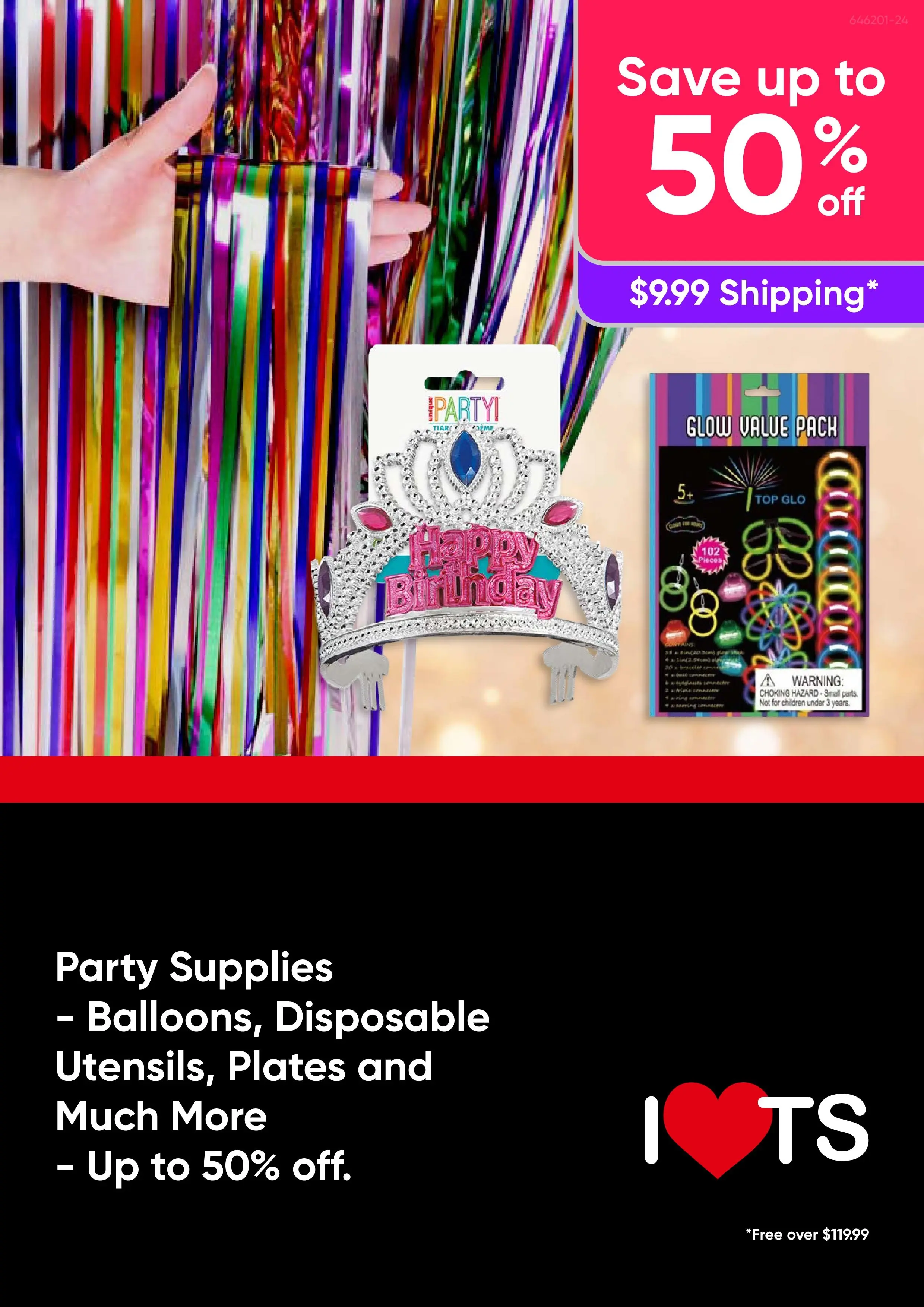 Party Supplies Up to 50% Off - Balloons, Disposable Utensils, Plates and Much More